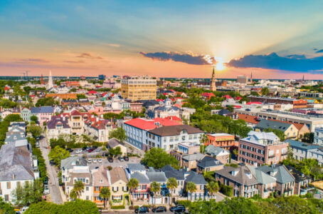 Downtown Charleston arial overview