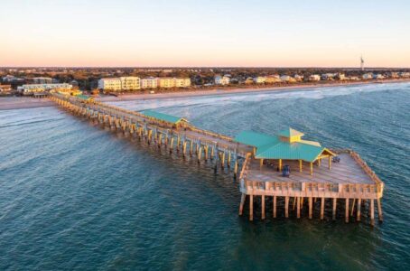 Folly Beach, South Carolina Pier Aerial View